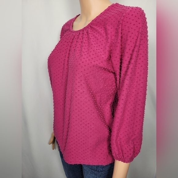 J. Crew Long Sleeve Polka Dot Pink Top - Picture 5 of 12